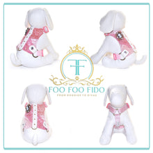 Pink Velvet Dog Harness: Cream & Gold Luxe Edition with Crystals