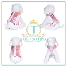 Black Linen Small Dog Harness: Lace, Pearls, Crystals, Choke-Free and Adjustable