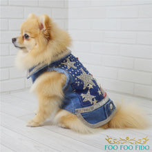 High-end boho dog harness vest with crystal trim, luxury pet designs