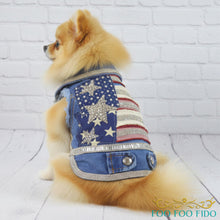 High-end boho dog harness vest with crystal trim, luxury pet designs