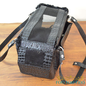 Black Faux Croc Dog Carrier Airline Approved