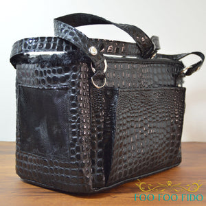 Black Faux Croc Dog Carrier Airline Approved