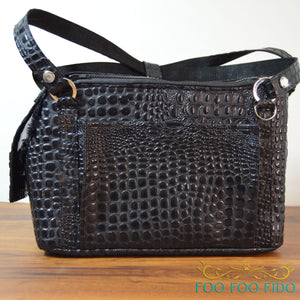 Black Faux Croc Dog Carrier Airline Approved