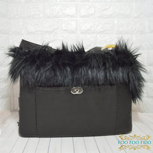 Black Leather Fringe Dog Carrier • Boho Beaded Pet Travel Purse