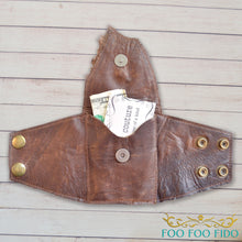 Western Wallet Cuff in Brown Leather with Concho - Hidden Wallet