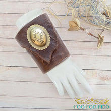 Western Wallet Cuff in Brown Leather with Concho - Hidden Wallet