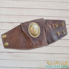 Western Wallet Cuff in Brown Leather with Concho - Hidden Wallet