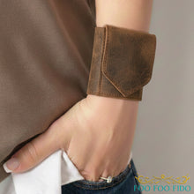 Leather Wrist Wallet Cuff: Hidden Pocket Bracelet
