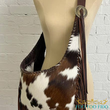 Cow Print Leather Fringe Dog Sling | Western Luxury Pet Carrier