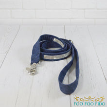 Denim & Crystal Dog Leash: Silver Crystal Fabric Lead