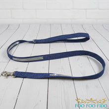 Denim & Crystal Dog Leash: Silver Crystal Fabric Lead