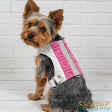 Pink Velvet Dog Harness: Cream & Gold Luxe Edition with Crystals