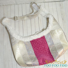 Pink Velvet Dog Sling: Designer Pet Carrier with Crystal Details