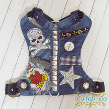 Heartbreaker Dog Harness – Studded Choke-Free Denim Vest