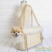 Chez Paree Ivory Tweed Designer Pet Carrier Purse