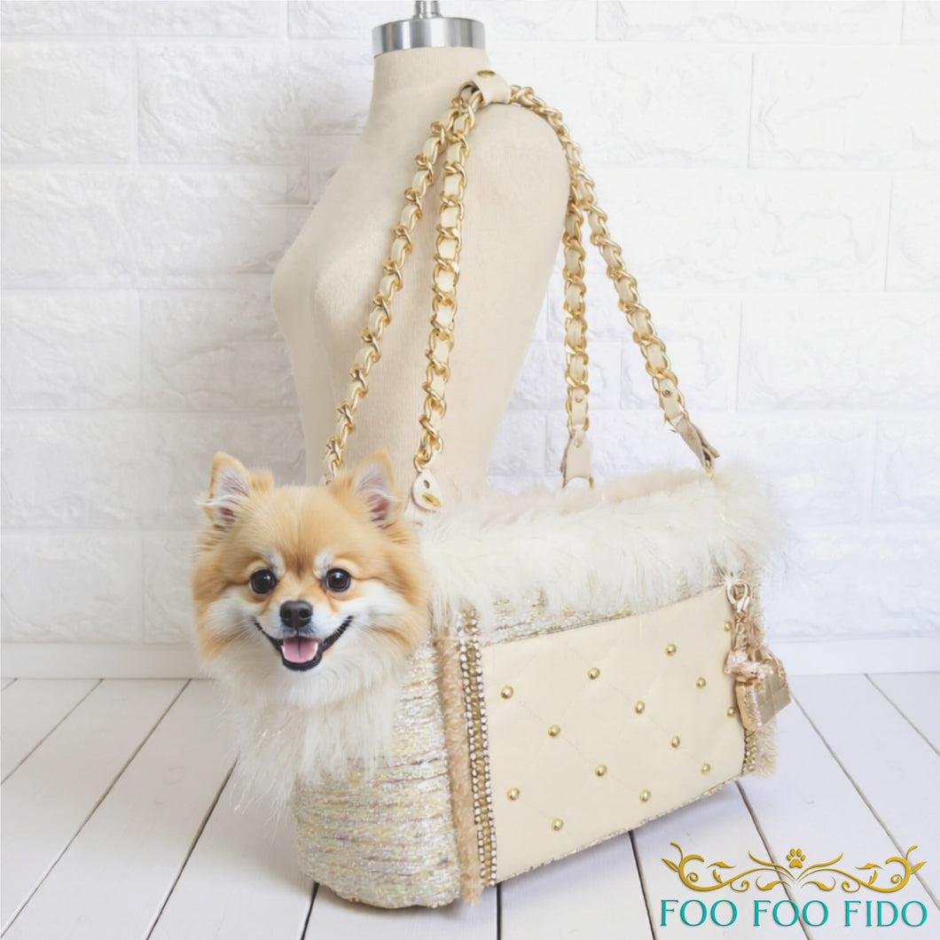 Chez Paree Ivory Tweed Designer Pet Carrier Purse – FooFooFido