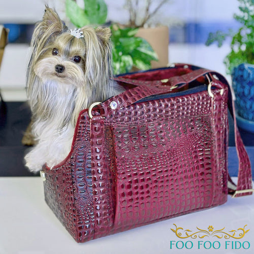 Red Faux Croc Dog Carrier Airline Approved