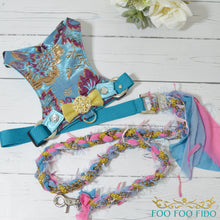 Peacock Brocade Dog Harness | Fancy Gold Pet Wedding Vest