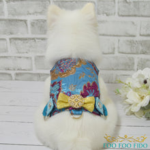 Peacock Brocade Dog Harness | Fancy Gold Pet Wedding Vest