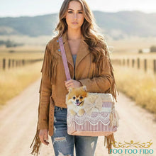 Shabby Chic Dog Carrier Purse: Red Stripe Pet Travel Tote