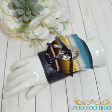 Wrist Wallet: Hidden Pocket Cuff - Festival - Travel - Black Leather Serape Fabric