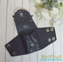 Wrist Wallet: Hidden Pocket Cuff - Festival - Travel - Black Leather Serape Fabric