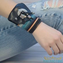 Wrist Wallet: Hidden Pocket Cuff - Festival - Travel - Black Leather Serape Fabric