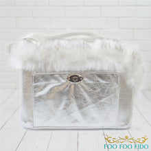 Structured luxury pet travel tote with artisan lace detailing and reinforced base, handcrafted designer dog carrier for small pets