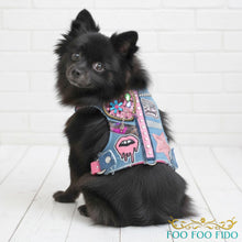 Denim Dog Harness Vest: Rock n Roll Studded Design No Apologies