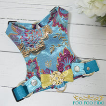 Peacock Brocade Dog Harness | Fancy Gold Pet Wedding Vest