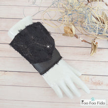 Wrist Wallet Cuff in Black Frayed Denim