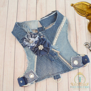 Cosette Blue Patchwork and Rhinestone Pet Sling