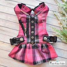 Hot for Teacher Harness Dress in Hot Pink Plaid