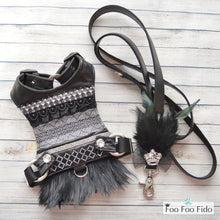 Onyx Leather Feather Harness Dress