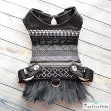 Onyx Leather Feather Harness Dress
