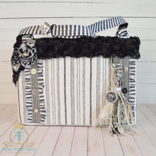 Black and Ivory Pinstripe Linen Ines Pet Carrier Purse