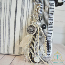 Black and Ivory Pinstripe Linen Ines Pet Carrier Purse