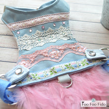 Pink and Blue Leather Feather Dress