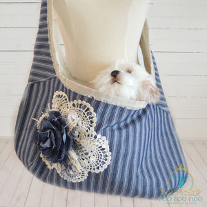 Aurelie Navy Pinstripe French Country Pet Sling