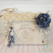 French Country Navy Cotton Ticking Loire Bag