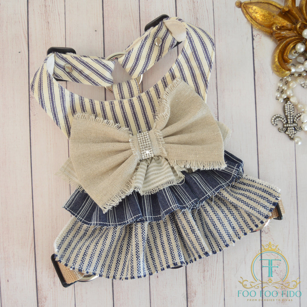 Fayette Ruffle French Country Dog Harness Dress