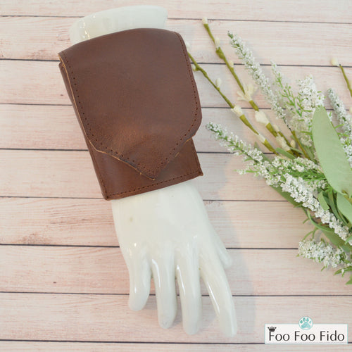 Wrist Wallet Cuff in Brown Leather