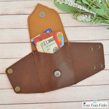 Wrist Wallet Cuff in Brown Leather with Concho