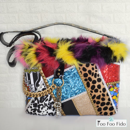 Patchwork and Studs Punk Pet Carrier Bucket Bag