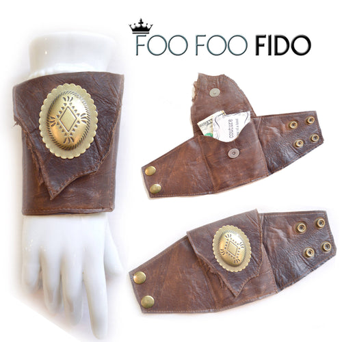 Leather Concho Wallet Cuff Wrist Wallet 3 Colors