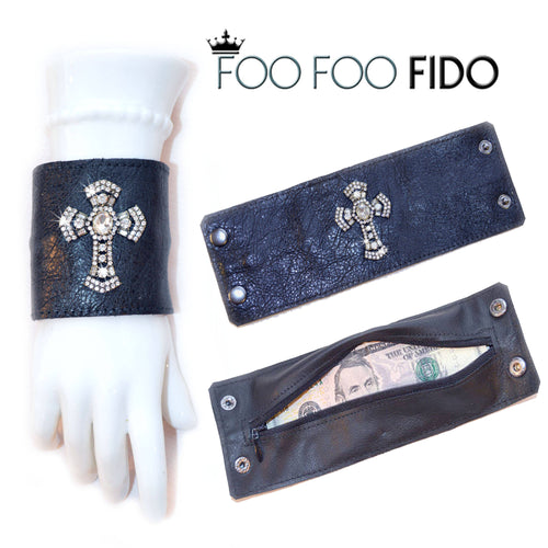 Leather Bracelet Hidden Wallet Cuff