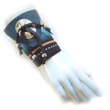 Wrist Wallet Cuff in Vegan Leather and Saltillo Blanket