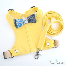 Choke Free and Adjustable Linen Dog Harness Vest in Meadowlark