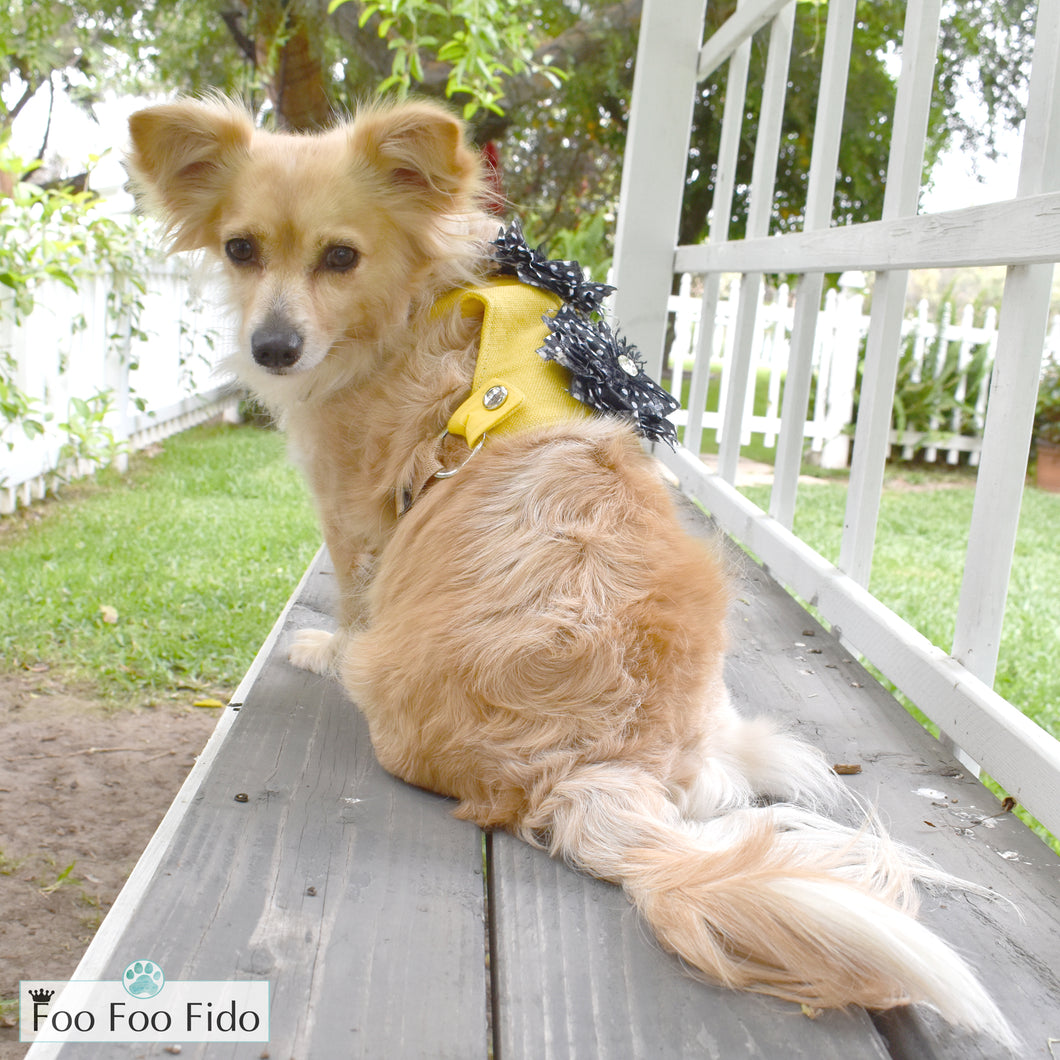 Choke Free and Adjustable Linen Dog Harness Vest in Meadowlark