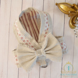 Coralie Red and Ivory Cotton Ticking Reversible Step In Harness